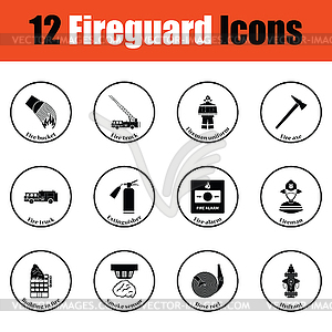 Set of fire service icons - vector clipart