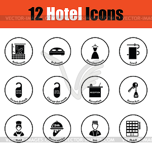 Set of twelve hotel icons - vector image