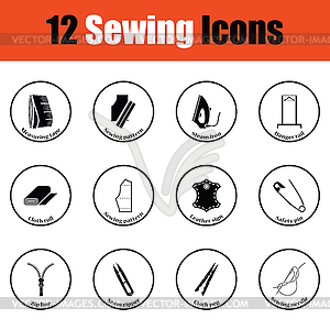 Set of twelve sewing icons - vector EPS clipart
