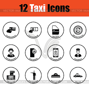 Набор из двенадцати иконок такси - векторизованное изображение клипарта