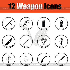 Set of twelve weapon icons - vector clipart