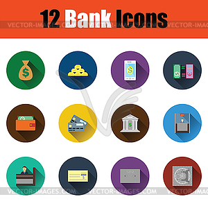 Flat design bank icon set - vector clip art