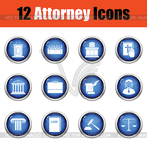 Set of attorney icons - color vector clipart