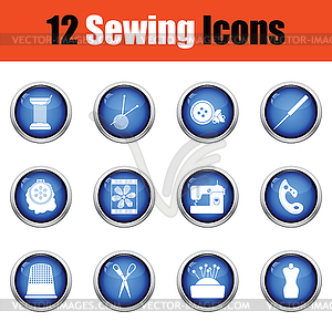 Set of twelve sewing icons - vector clip art