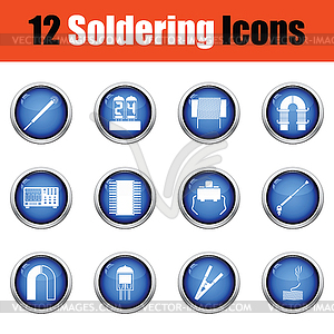 Set of twelve soldering icons - vector clip art