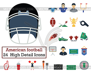 Set of 24 American football Icons - vector clip art