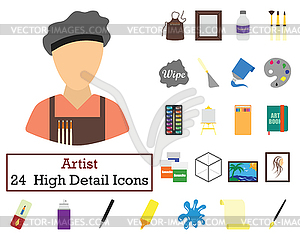 Set of 24 Artist Icons - vector clipart / vector image