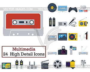 Набор из 24 иконок Мультимедиа - клипарт в векторном формате