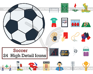 Set of 24 Football Icons - vector image