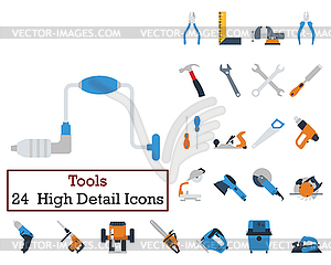 Set of 24 Tools Icons - vector clip art