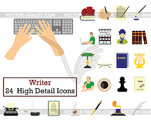 Set of 24 Writer Icons - vector clipart