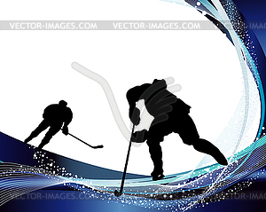 Силуэты хоккеистов - векторное изображение клипарта