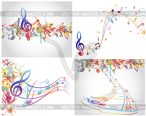 Multicolour musical designs - color vector clipart