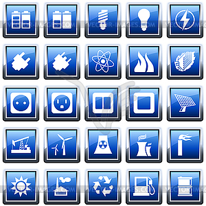 Power and energy icon set - vector clipart