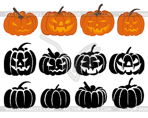 Pumpkin set - color vector clipart