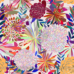 Seamless multicolor floral pattern - vector clipart