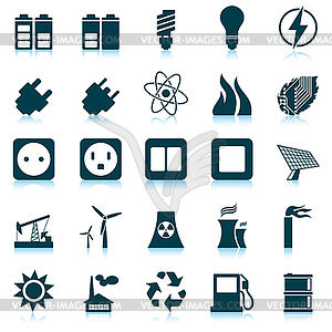 Power and energy icon set - vector image