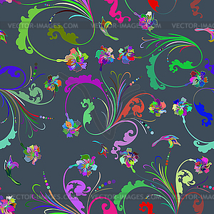 Seamless multicolor floral pattern - color vector clipart