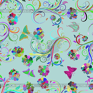 Seamless multicolor floral pattern - vector clip art