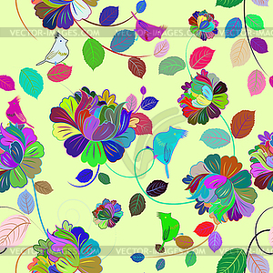 Seamless multicolor floral pattern - vector clipart