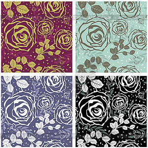 Floral Seamless Color Set - vector image