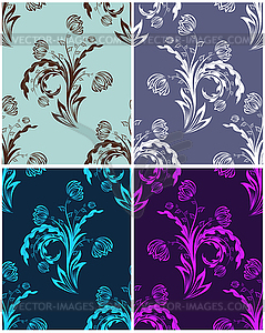 Floral Seamless Color Set - vector image