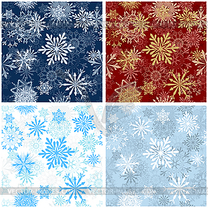 Set of Seamless Snowflake Patterns - vector image