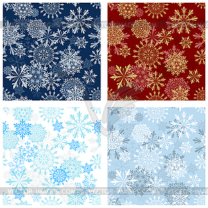 Set of Seamless Snowflake Patterns - vector image