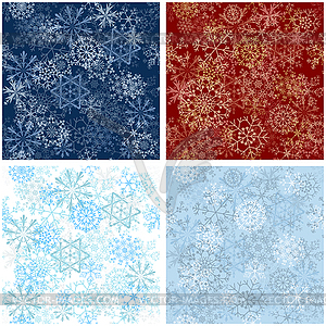 Set of Seamless Snowflake Patterns - vector image