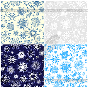 Set of Seamless Snowflake Patterns - vector EPS clipart