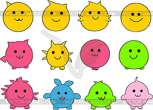 Funny monsters in cartoon style - stock vector clipart