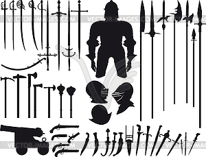 Large set of medieval weapons - vector clip art