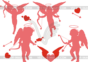 Four holiday cupid - vector clip art