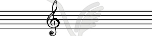 Treble clef on stave - vector image