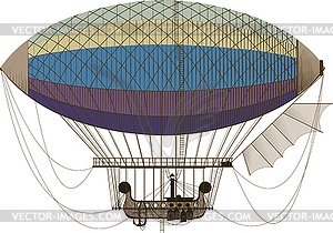 Fantastic retro dirigible - vector image