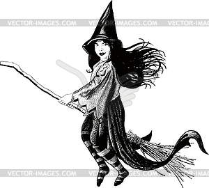 Little girl witch - vector clip art