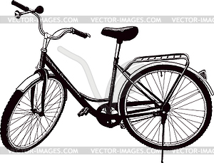 Old ladies bike - white & black vector clipart