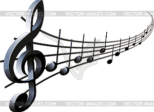 Notes and treble clef - vector clip art