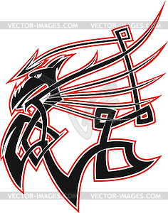 Стилизованный Кельтский Дракон - векторное изображение клипарта