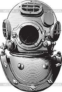 Old diving helmet - vector clipart