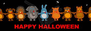 Funny halloween animals - vector clip art