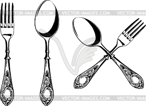 Fork and spoon - vector clipart