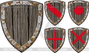 Old wooden shield - vector clipart