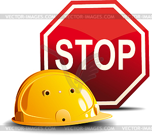 Helmet and sign STOP - vector EPS clipart