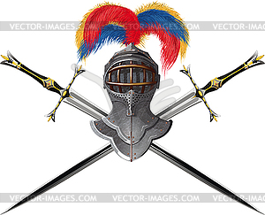 Helmet and crossed swords - vector clip art