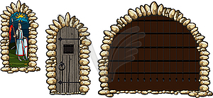Medieval windows and doors - vector clipart