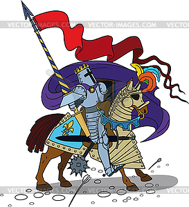 Horse knight with spear - vector clipart