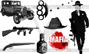 Small set of mobsters - vector clipart