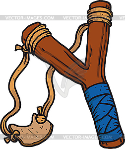 Child wooden slingshot - vector clipart