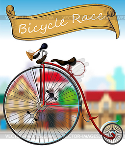 Old Bicycle Race - vector clipart